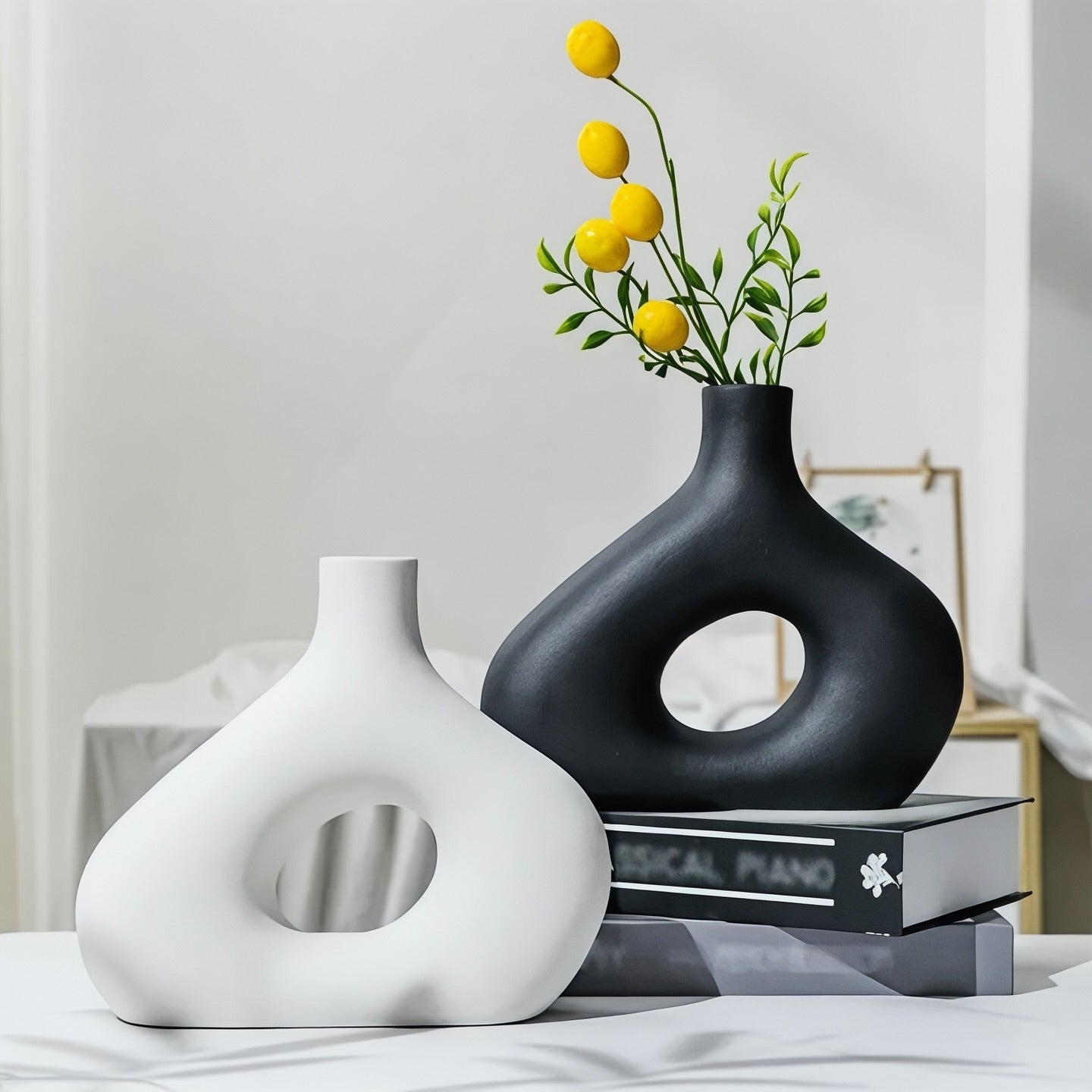 Dekorux - Noir & Blanc Minimalist Vazo Seti
